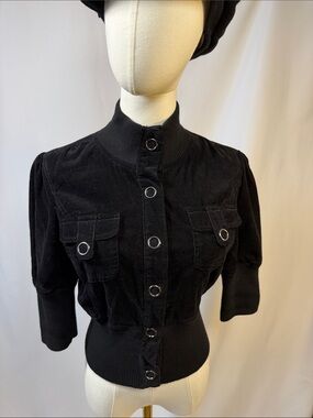 Forever 21 Black Short Button-Front Utility Jacket